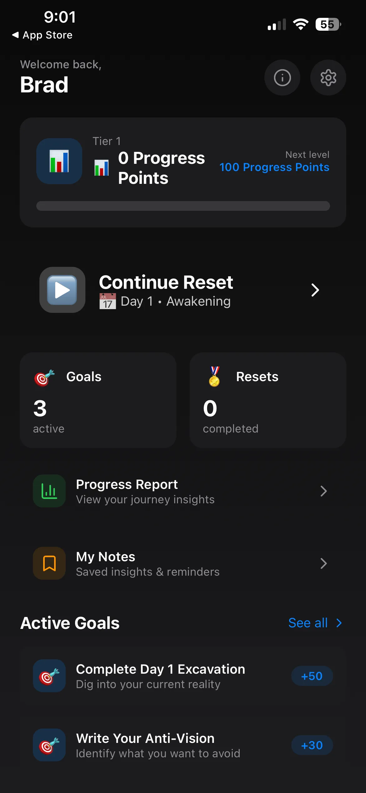 Dashboard showing gamified progress, XP streaks, and Monk Mode status