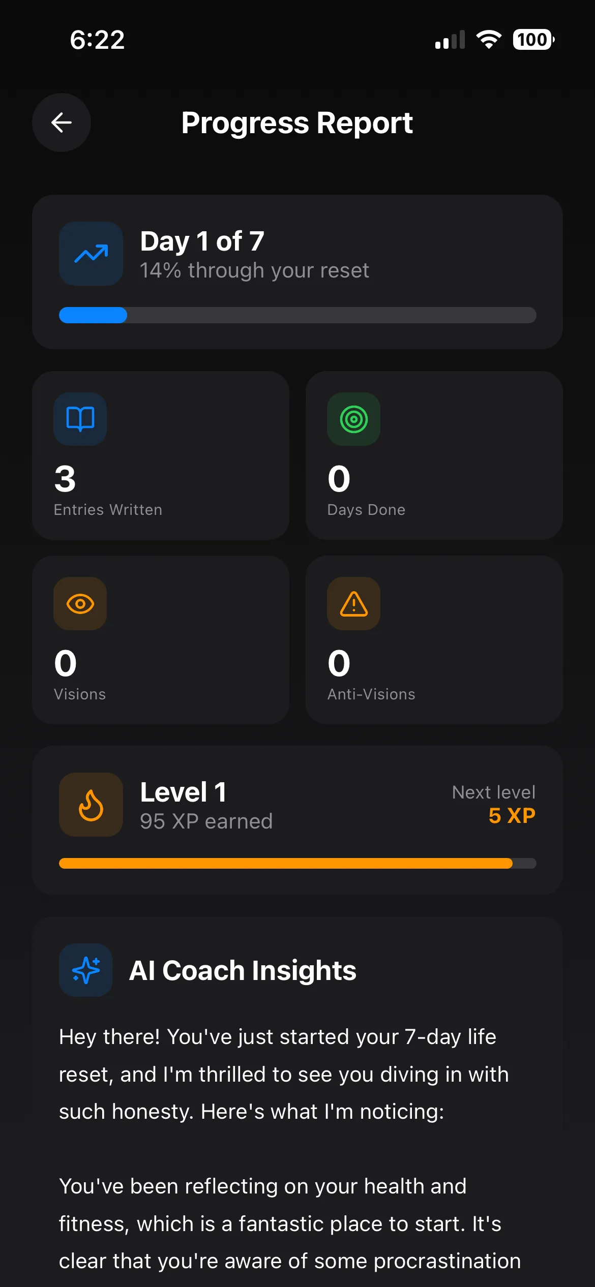 Progress Report Screen